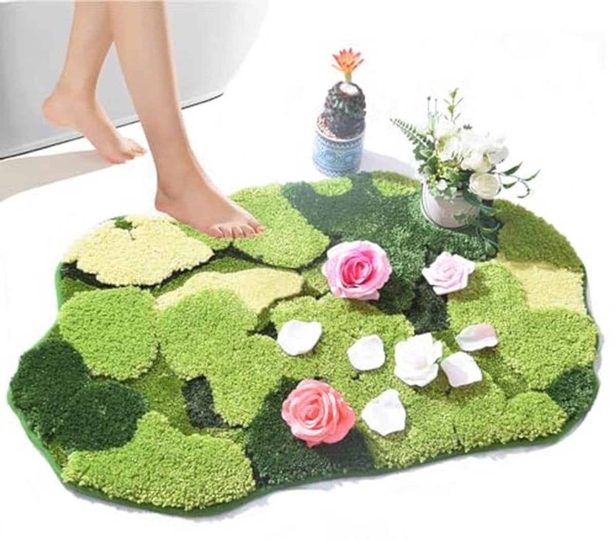 Groene mos badmat voor jouw badkamer decoratie