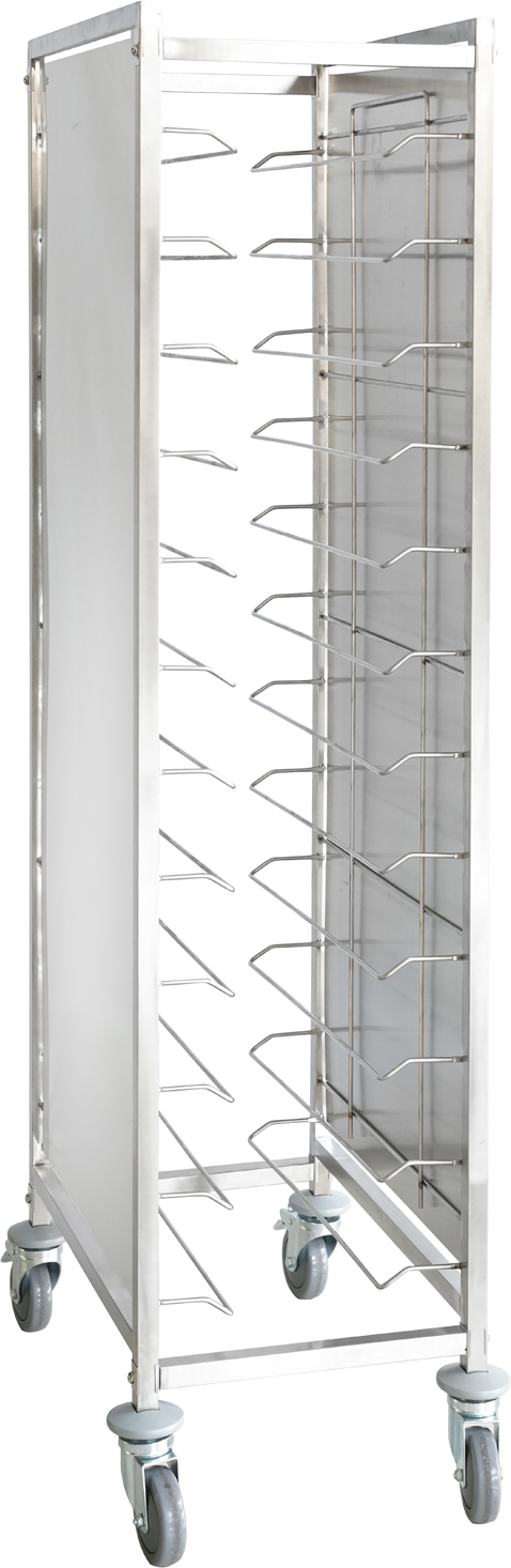 B2B Partner Edelstahl-Tablettwagen mit Seitenwänden, 12 Ebenen, 1720 x 429 x 650 mm