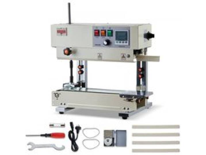 VEVOR Kontinuierliche Versiegelungsmaschine, 6-12 mm Siegelbreite, Vertikal, mit Rollendruck, Siegelmaschine Temperatur & Geschwindigkeit einstellbar, passend für 0,03-0,8 mm Plastikbeutel