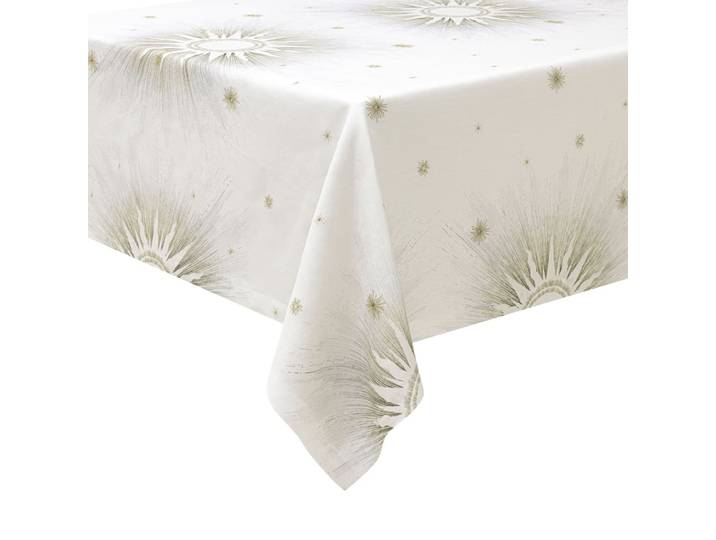 Nappe imprimée en lin blanc 170x250