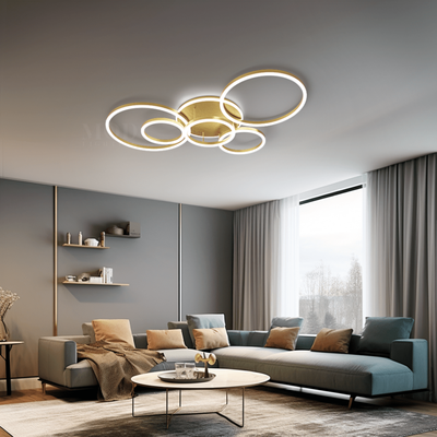 Chloe   Elegant Ceiling Light   Metallic Gold / 2 Circles / Warm White (3000k)   Living Room Lighting   Ceiling Lights   Indoor Lighting   MOD LIGHTING