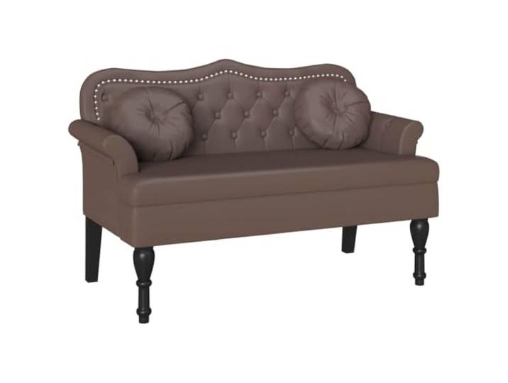 Xhnifbn Chesterfield Bank Braun 120,5x65x75 cm Kunstleder 2 Sitzer Stilvolle Polsterbank mit gerollten Armlehnen und Knopfheftung für Schlafzimmer, Flur und Wohnzimmer geeignet.