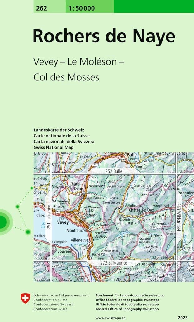Carte topographique n° 262 - Rochers de Naye (Suisse)   Swisstopo - 1/50 000