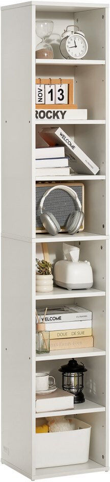 VEVOR 180.1 cm H x 33 cm W Standard Bookcase White 180.1cm H X 33cm W X 30cm D