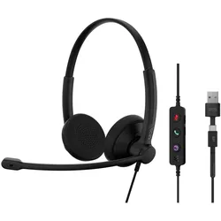 EPOS IMPACT 100 MS STEREO USB-C+A (Kabelgebunden, USB-A, Microsoft Teams), Office Headset, Schwarz