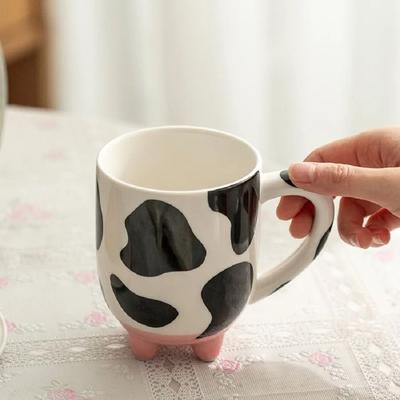Uplifted Finds Cute Cow Pattern Ceramic Footed Mug Cute Cow Pattern Ceramic Footed Mug
