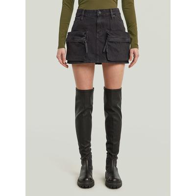 Maxikleid G-STAR "Mini Cargo Rock", Damen, Gr. 24, Normalgrößen, Denim/Jeans, schwarz (worn in schwarz obsidian), Denim/Jeans, Obermaterial: 75% Baumwolle, 25% Baumwolle, Kleider Maxikleid