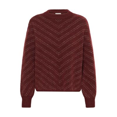 Strickpullover KAFFE "KAFFE Strickpullover KAhillery", Damen, Gr. M, braun (port m., desert taupe m. stripe), Pullover Strickpullover