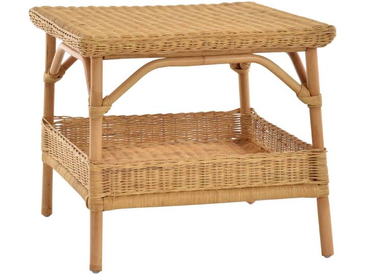 Krines Home Beistelltisch Rattan-Tisch Beistelltisch Quadratisch Wohnzimmer Tisch Ablage 59x59, Couchtisch Rattan, zusätzliche Ablage