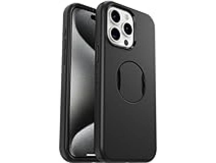 Otterbox OtterGrip Symmetry Coque pour iPhone 15 Pro Max avec MagSafe, résistante aux Chocs et aux Chutes, avec Grip intégré, testée 3X Normes MIL-STD 810G, Noir