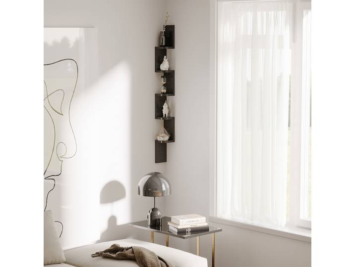 HOMCOM Étagère Angle 5 Niveaux Zigzag Bois Noir