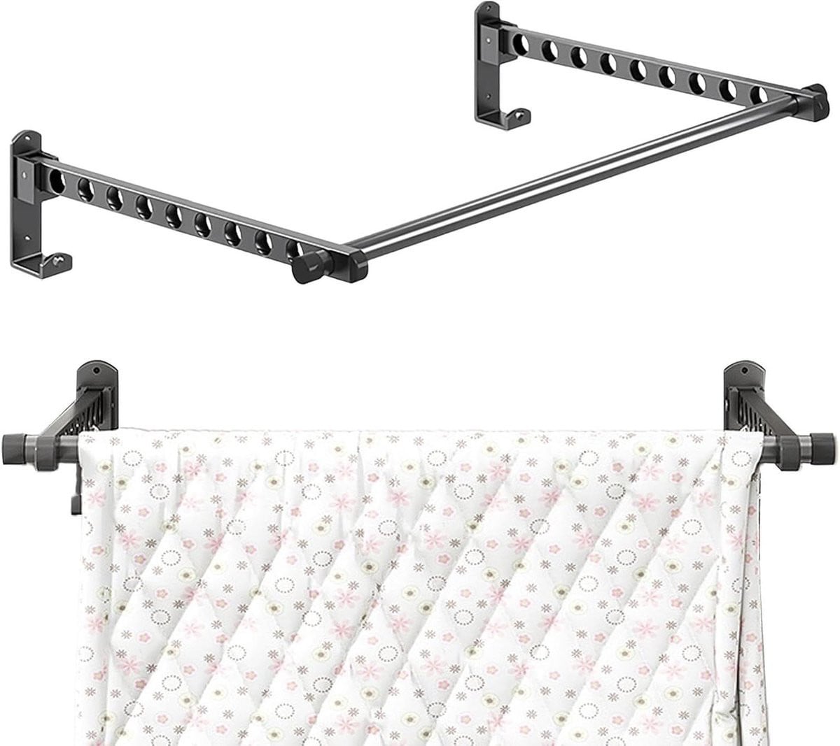 Intrekbare wandmontage kledinghanger en droogrek voor in de badkamer