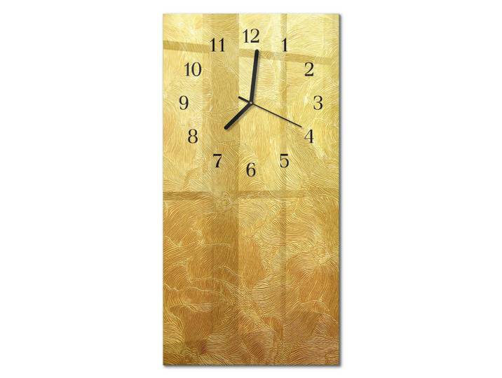 Tulup Wanduhr 30x60 cm - Orchidee, Goldfarben, Glas, Rechteckig, 30x60x0.4 cm, Dekoration, Uhren, Wanduhren