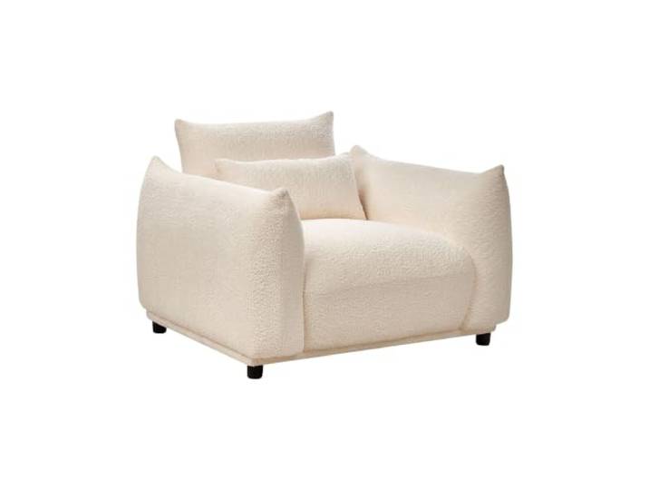 Beliani Sessel Bouclé Creme weiß mit schwarzen Beinen gepolstert niedriges Design Jamsa