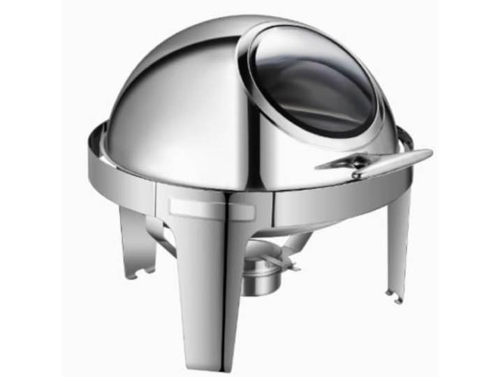 Tisch-Gastronomie-Wärmer-Servierset mit rundem Geschirr Speisenwärmer Buffetwärmer aus Edelstahl for Öffnen mit sichtbarem Deckel for Hochzeiten