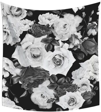 RoomMates Black And White Floral Tapestry