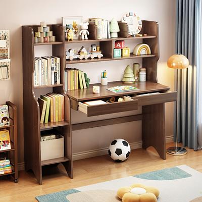 BALANBO Kids Desk with Hutch and Drawers, Children's Study Desk with Bookshelf Storage
