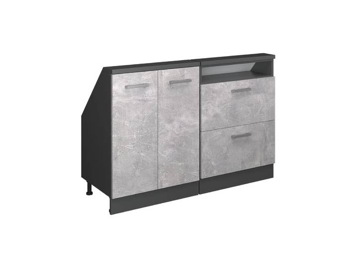 Meuble sous pente lot de 2 béton/anthracite 120x81.6cm