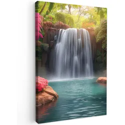 LEINWANDBILD Wasserfall - Natur - Pflanzen - Dschungel - Wasser Wanddeko 40x60 cm