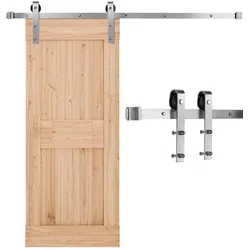 VEVOR Schiebetürsystem 1,5m Laufschiene, Tragkraft 150 kg, Kompatibel mit 762mm max. Breite & 34,92-44,45 mm Dicke, einzelne Schiebetür für Scheunentore, Schiene & J-förmige Rolle, Silber