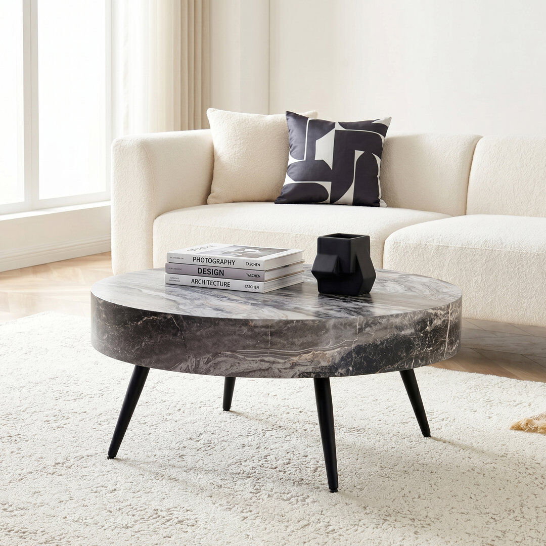 Canora Grey Coffee Table with Storage Grey/Marble 35.5cm H X 70cm W X 70cm D