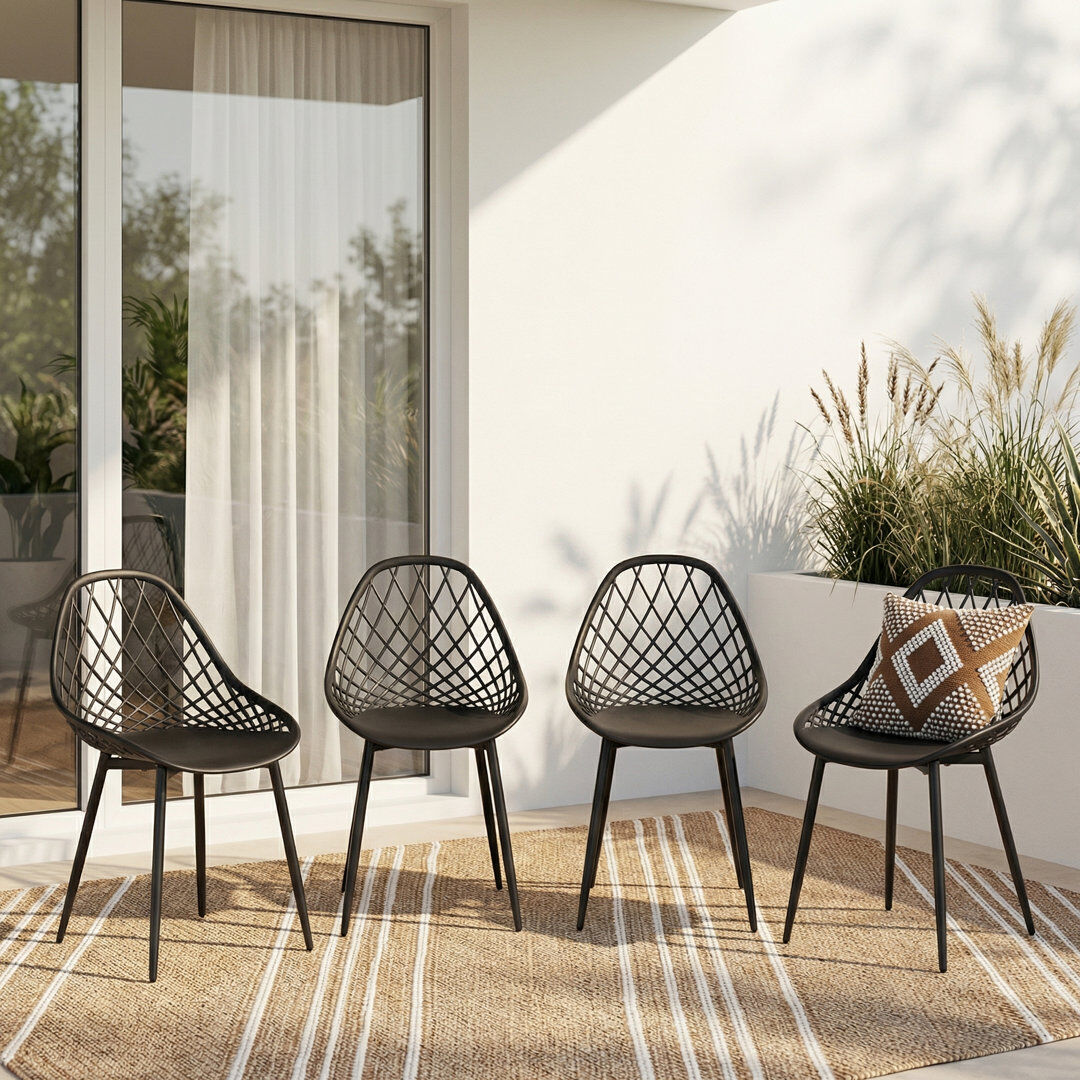 Metro Outdoor Dining Chair Set Black 4