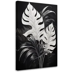 WANDBILD monstera verlässt black white loft