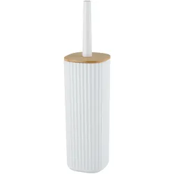 WENKO WC-Garnitur Mod. Rotello Weiß, mit Bambus-Deckel und Rillenstruktur