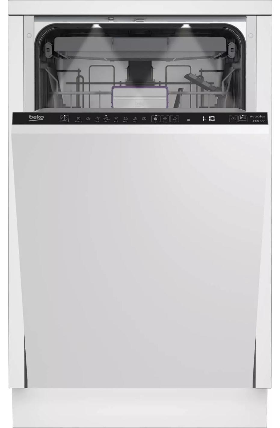 Beko BDIS38040A, Voll integriert, Standardgröße (60 cm), Edelstahl, Schwarz, Tasten, LED