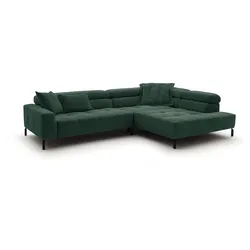 ECKSOFA MIT MOTORISCHEM SITZVORZUG OHIO Smaragdgrün Cord Relaxfunktion