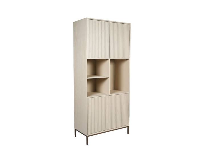 Villa Möbel Regal, Packung 1-tlg., aus Mangoholz Sand-Finish mit Lamellentüren Bronze