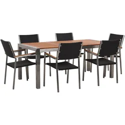 GARTENMÖBEL-SET 6-Sitzer Eukalyptusholz Rattan schwarz Grosseto