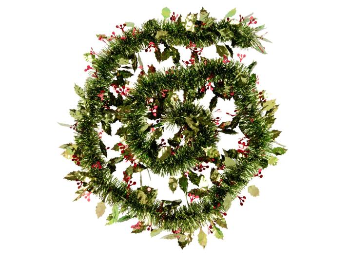 Weihnachtsgirlande aus künstlicher Stechpalme, grün und rot L200cm