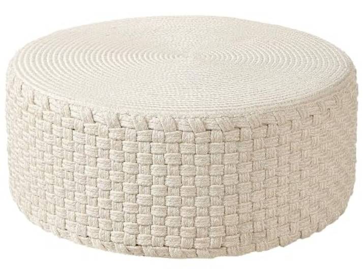 Beliani Outdoor Pouf hell beige ⌀ 70 cm rund handgewebt für Garten Accessoires Mithi
