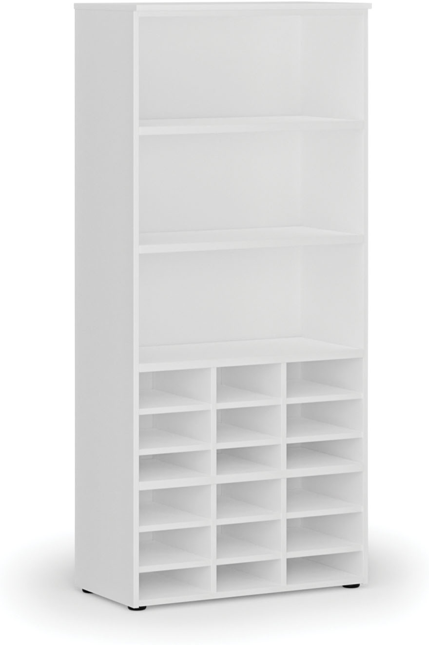 B2B Partner Sortierregal PRIMO WHITE, 800 x 420 x 1781 mm, 18 Fächer, weiß
