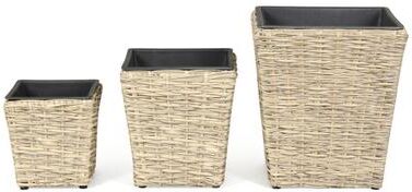 Costway 3-Piece Rattan Planter Box Kit with Removable Plastic Liners - Natural