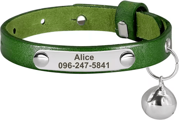 Inspire Curations Personalized Safety Cat Collar With Free Engraved Name Tag 320 Green (15 23cm)