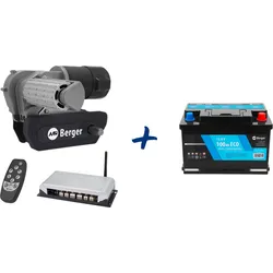 Berger Titanium 2.0 Rangierhilfe halbautomatisch Anthrazit + LiFePO4 Lithium Batterie Eco 100 Ah 12 V im Set