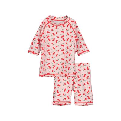 Shirt & Shorts BLUE SEVEN, Mädchen, Gr. 128 (134), rosa, Jersey, Obermaterial: 85% Polyester, 15% Elasthan, bedruckt, KOB Set-Artikel, Beach-Set für den Strandurlaub