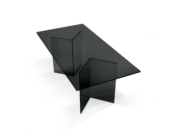 TONELLI table rectangulaire BACCO (180 x 90 x h 73 cm - Verre fumé)