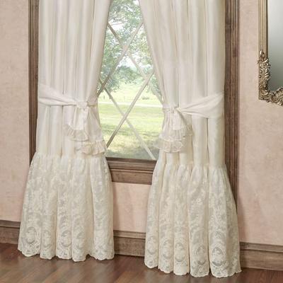 Touch of Class Cameo Lace Tailored Curtain Pair Pearl 84 x 84, 84 x 84, Pearl