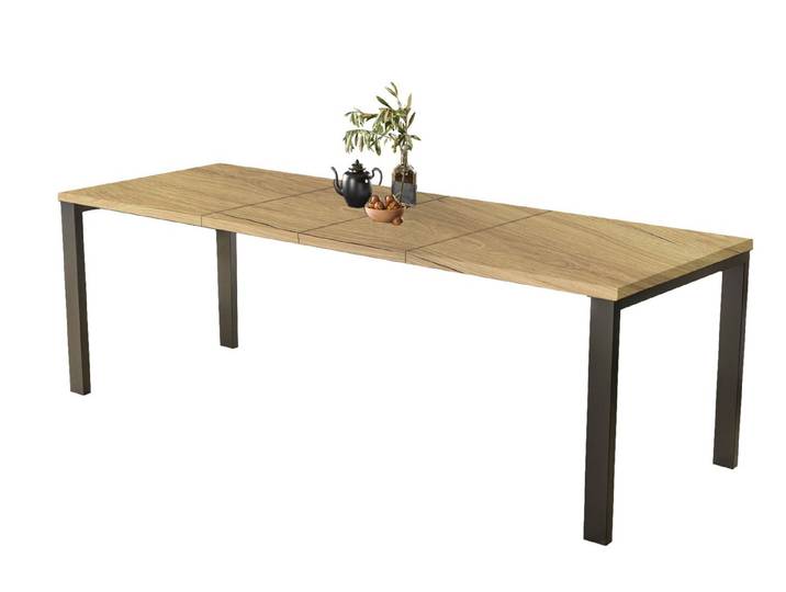 Endo-Moebel Kulissen-Esstisch Garant 80 80-170cm ausziehbar erweiterbar Metallgestell Küchentisch, elegantes & modernes Design, leichter Aufbau, 45cm Erweiterungsplatten