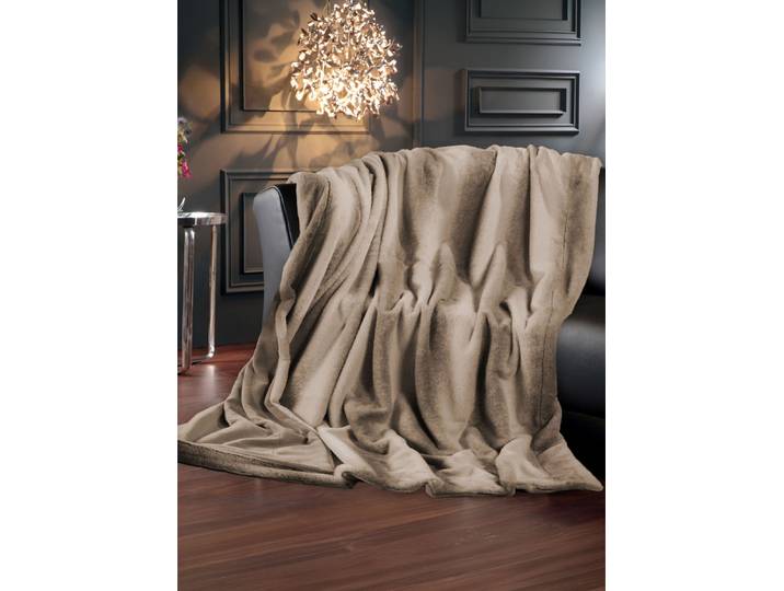 Wärmende Wohndecke und Kissenbezug, Braun, Größe 235 (Wohndecke, 220x240 cm)