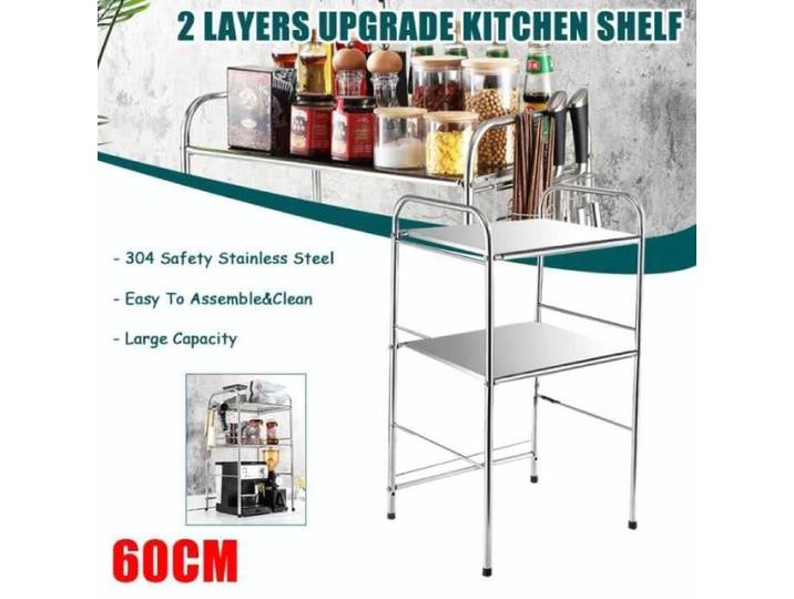 MEUBLE ETAGERE 3 étages four à micro-ondes Support Etagère épices Cuisine Meuble Rangement en acier inoxydable 60CM