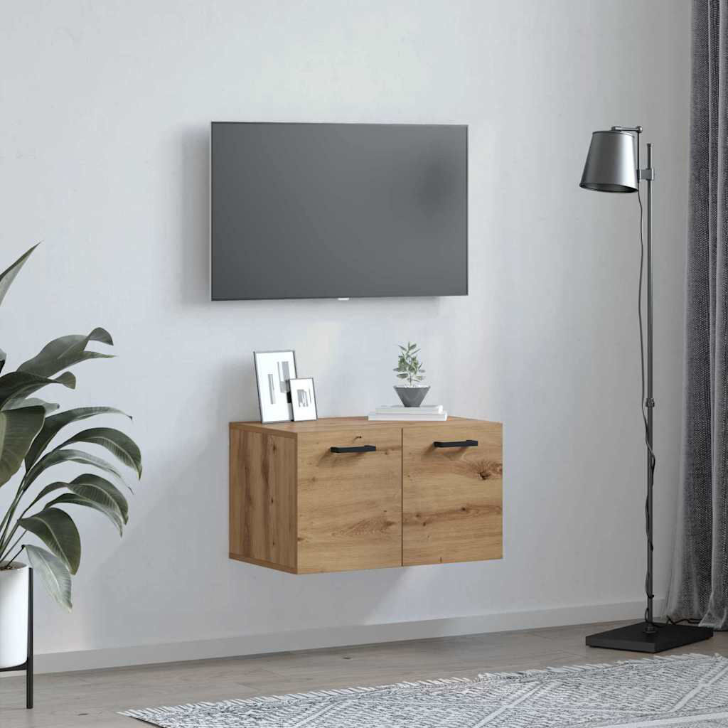 17 Stories vidaXL Wall-Mounted Cabinet Wall-mounted Engineered Wood Storage Indoor Modern Artisan Oak 35cm H X 60cm W X 36.5cm D