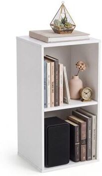 Costway 2-Cube Vertical or Horizontal Freestanding Bookshelf with 2 Compartments and 2 Anti-tipping Kits for Home Office-White