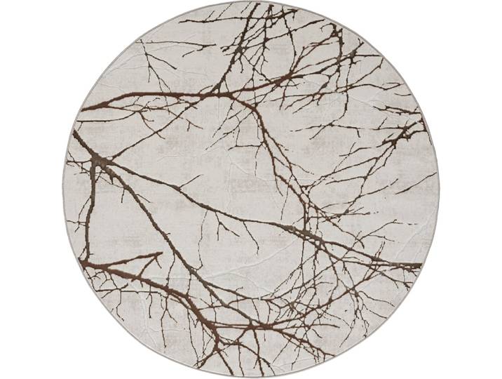 Tapis poils courts nœuds salon moderne, crème, 200 cm rond