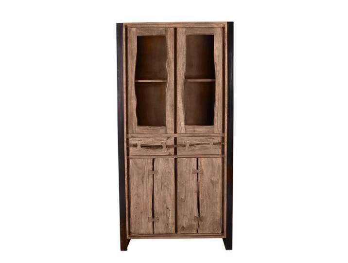 SIT Möbel NATURAL EDGE Vitrine Metall/Akazie natur und schwarz