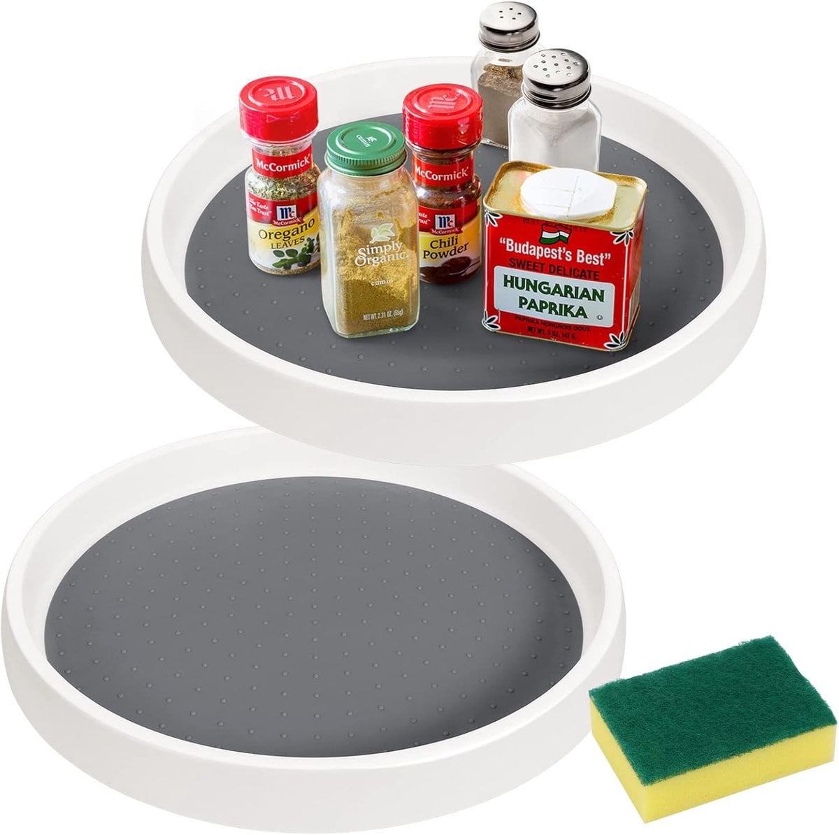 Famanu Lazy Susan Draaitafel voor Keukenkast en Pantry - 2-pack Roterende Kruidenrek voor Potten en Blikjes