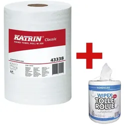 Katrin 6x Handtuchrolle inkl. Universal-Putztuchrolle weiß